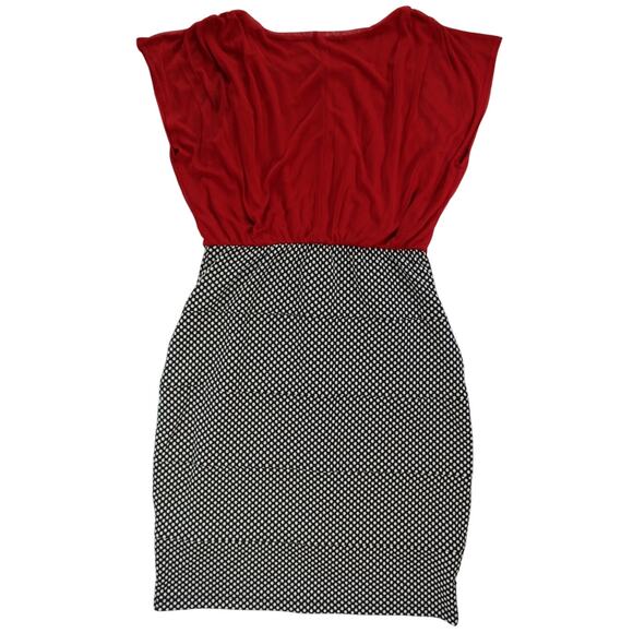 NWT Enfocus Studio Red & Polka Dot Faux Two-Piece Dress Size 8 - Picture 2 of 6